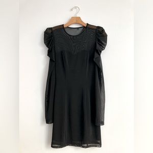 Black puffy sleeve mini dress